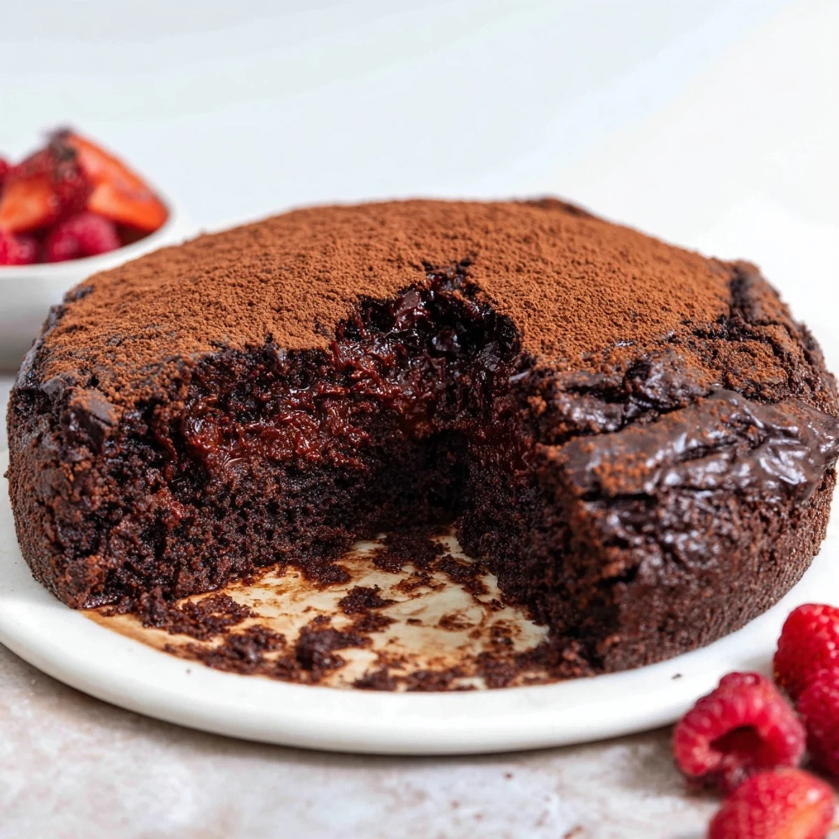 This image reveals a beautiful Decadent Dark Chocolate Brownie Tart, a delightful American dessert.
