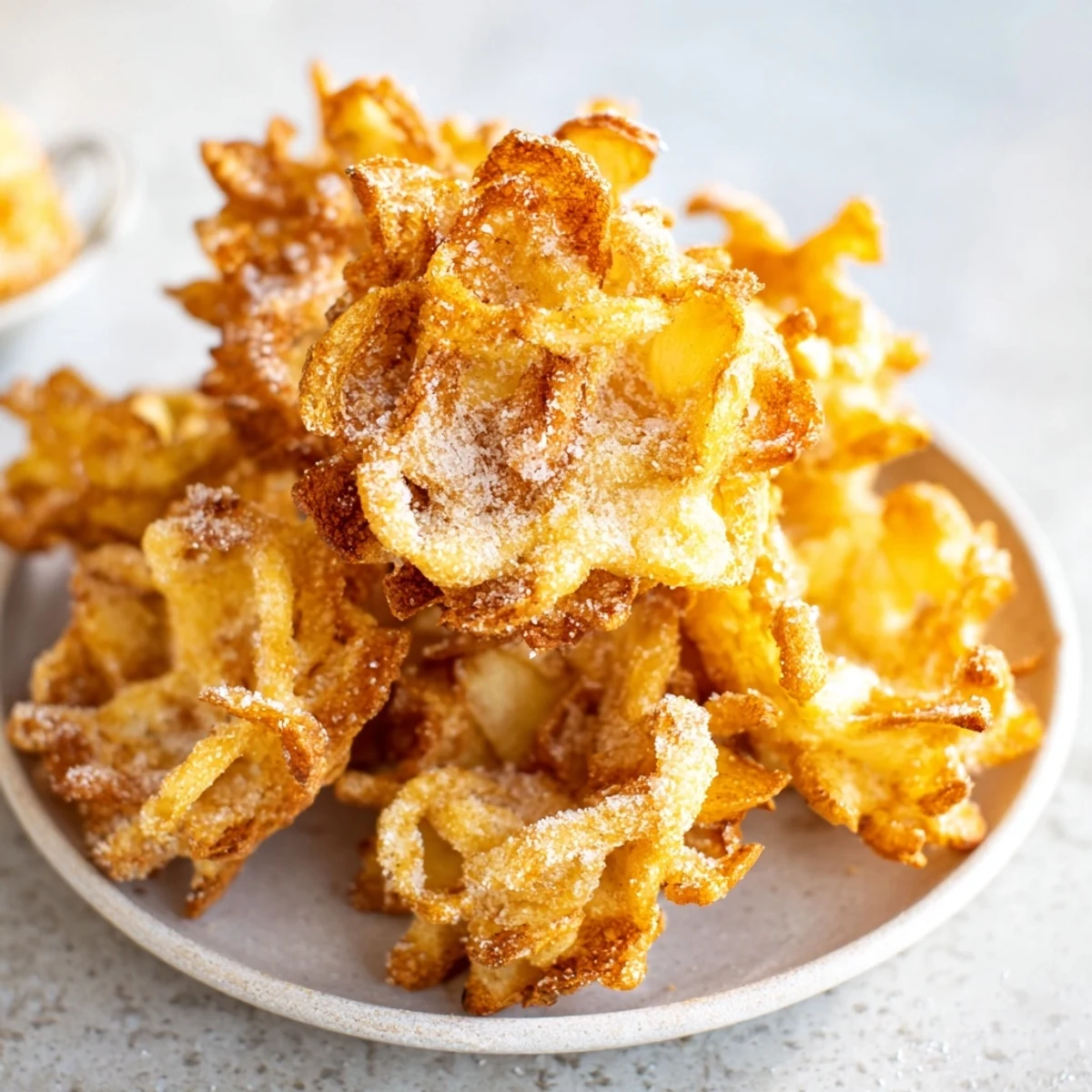 Warm, freshly baked apple turnover pastries, smelling of cinnamon, dusted with coarse sugar, and delicious.