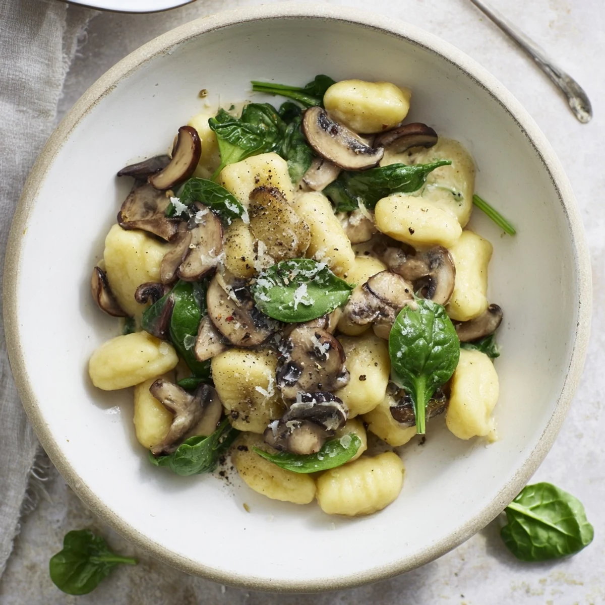 Creamy Mushroom Spinach Gnocchi