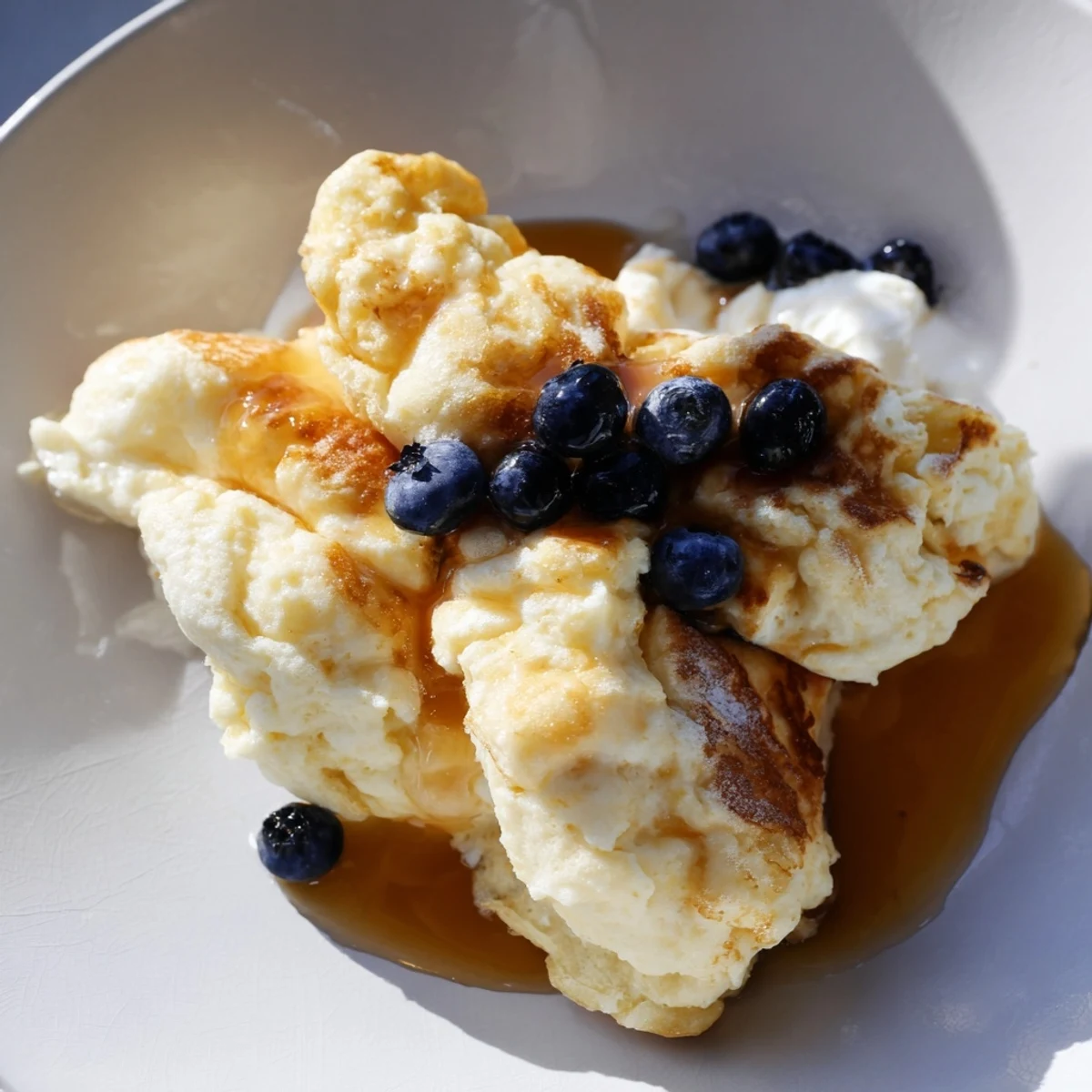 Golden-brown and fluffy, these scrambled pancakes are a simple, one-bowl American breakfast delight.