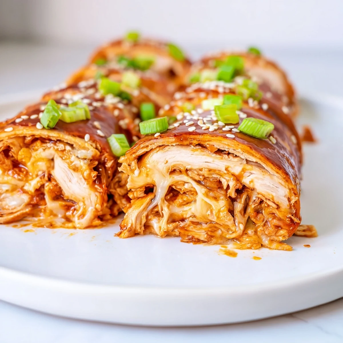 Savory and satisfying: a close-up of a perfectly grilled Korean BBQ Chicken Wrap Grilled Cheese, ready to eat.