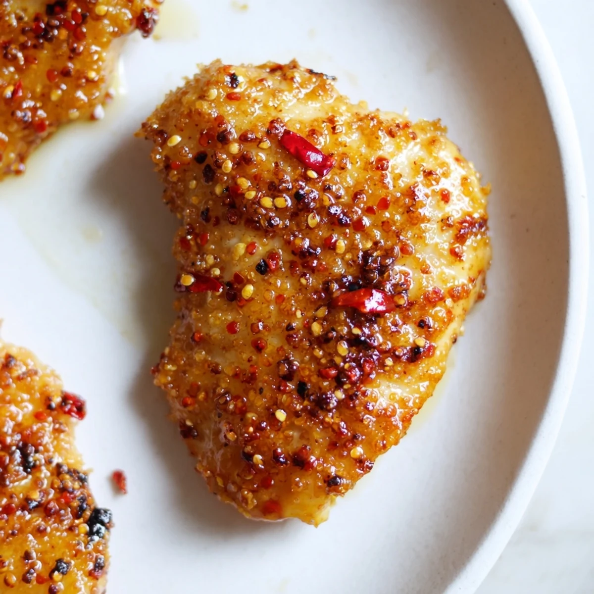 Visualize the perfect crunch: Delicious Hot Honey Crispy Chicken Thighs, ready to be served and enjoyed.