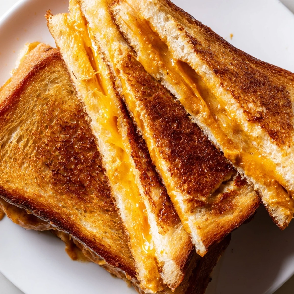 Golden brown Honey Chipotle Butter Grilled Cheese oozing melted cheddar; a perfect, comforting sandwich.