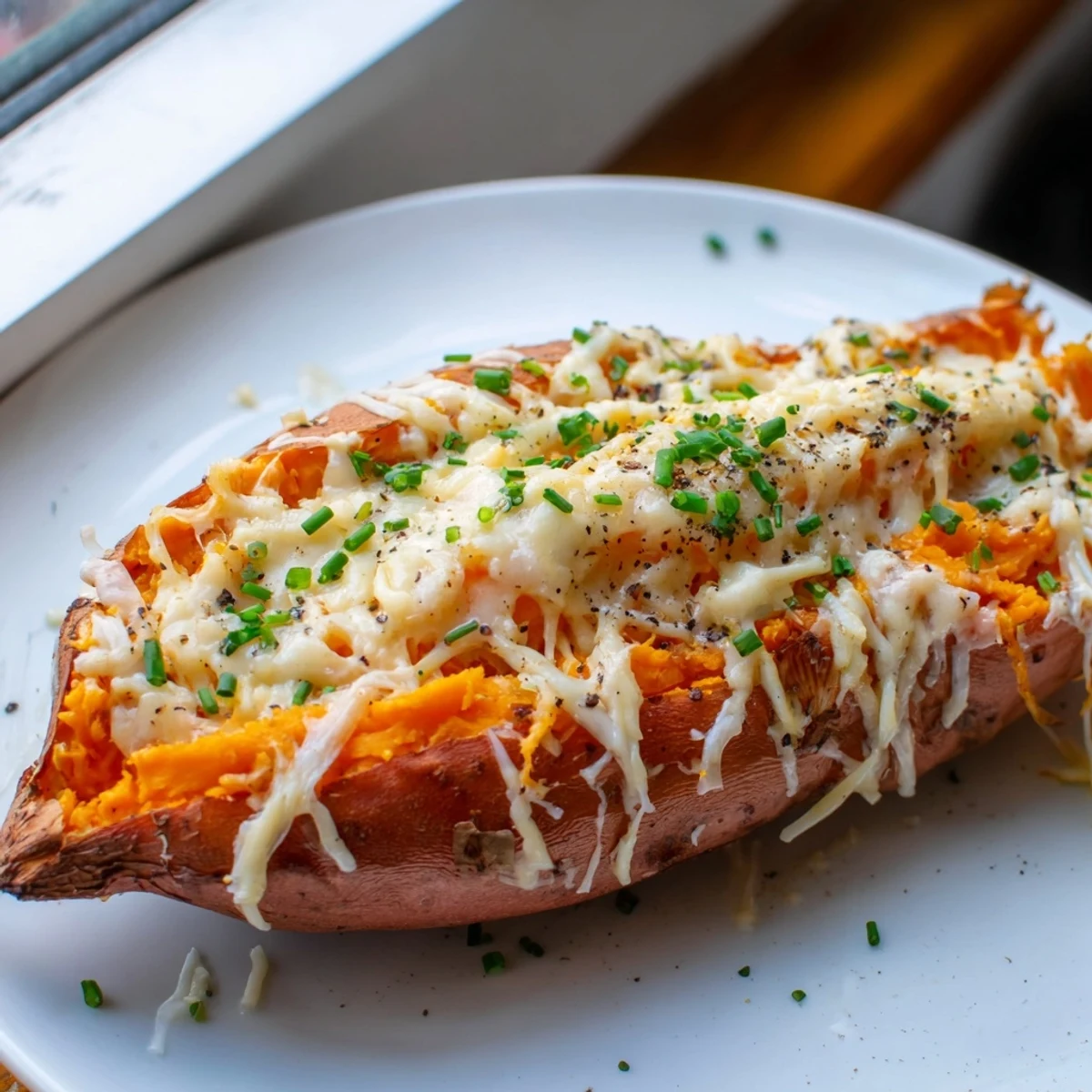 Melted cheese overflows from the centers of these delicious Sweet Potato & Cheese whole roasts, perfectly roasted.