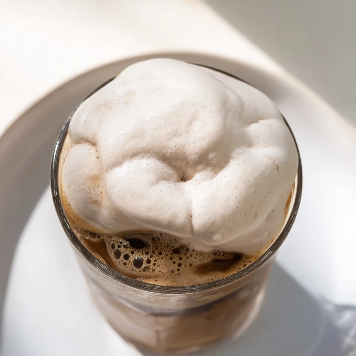 Creamy Starbucks cold foam copycat recipe, with a swirl of vanilla syrup, ideal for iced coffee enjoyment.