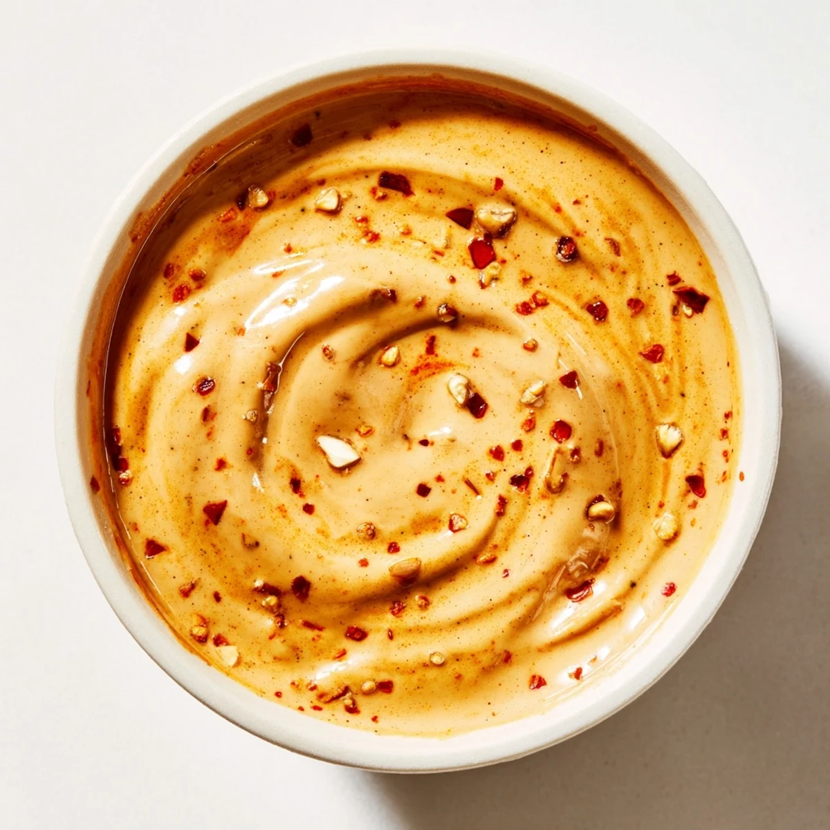 Thick and glossy Indonesian Satay Sauce, flavored with peanuts, coconut milk, and spices for dipping.