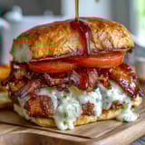 Kentucky Derby Hot Brown Sliders on brioche buns with roasted turkey, bacon, and creamy Mornay sauce.