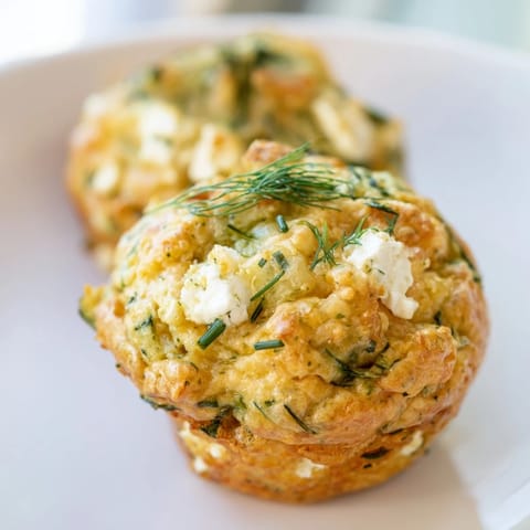 Fluffy and cheesy Savory Zucchini and Feta Muffins, ideal for an easy vegetarian lunch or snack.