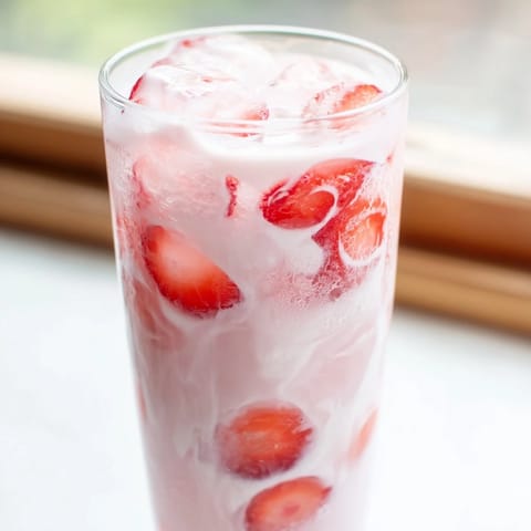 Chilled Refresher Copycat Pink Drink in a glass, featuring vibrant pink hues and creamy coconut swirls on a sunny counter.  