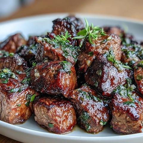 One-pan garlic herb steak bites with juicy seared sirloin, garlic butter, and fresh parsley, all cooked in a single skillet for a quick dinner.