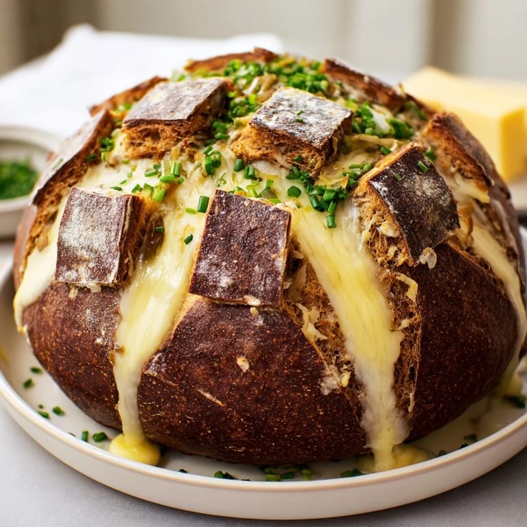 A close-up shot of irresistible cheesy garlic pull-apart bread, overflowing with melted mozzarella.