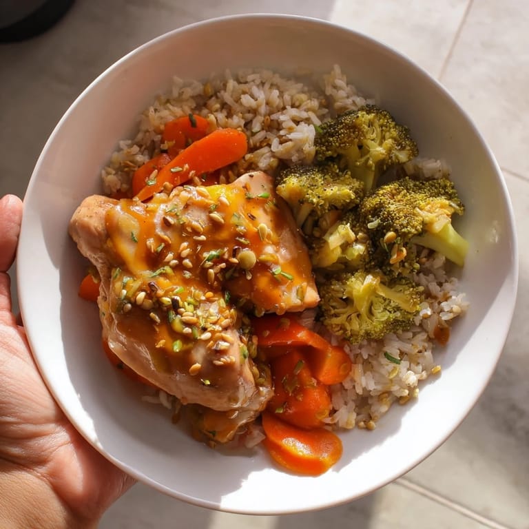 Savory One-Pot Teriyaki Chicken and Rice Bake with tender chicken, rice, and colorful vegetables, ready to serve.