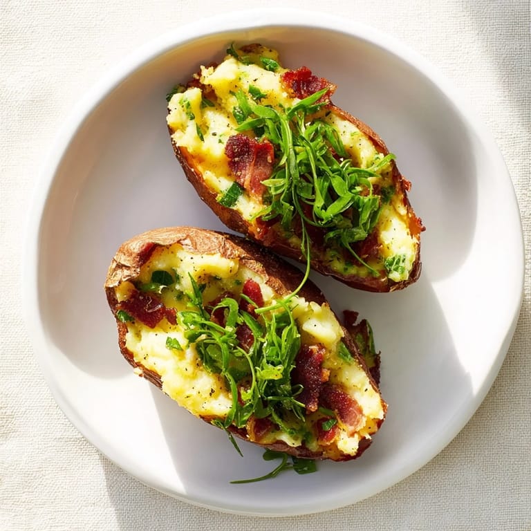 A close-up of delicious, cheesy Loaded Sweet Potato Skins, ready to serve as a tasty appetizer.