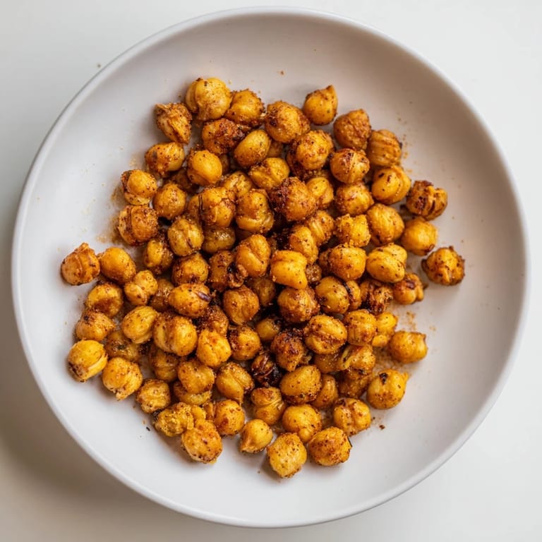 A close-up of oven-roasted, fragrant crispy chickpea snack, seasoned with herbs for a tasty treat.
