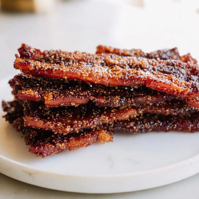 Sweet and spicy Snoop Dogg Billionaire Bacon, imagine extra-thick bacon glistening from the oven.