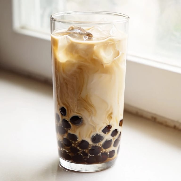 A quick Boba Tea Hack with sweetened condensed milk, creamy milk tea, and ready-to-eat tapioca pearls.