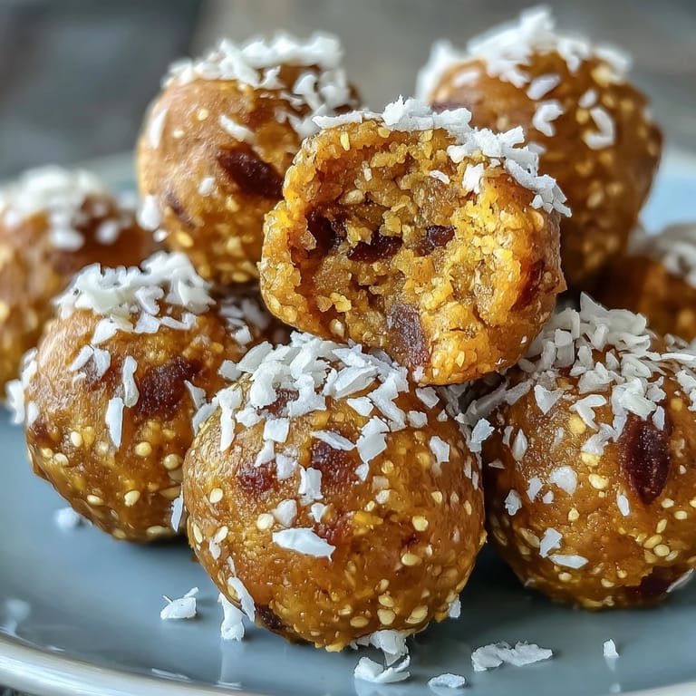Vibrant, round Ginger Turmeric Energy Balls with a warm golden hue, perfect for a healthy vegan snack on the go.