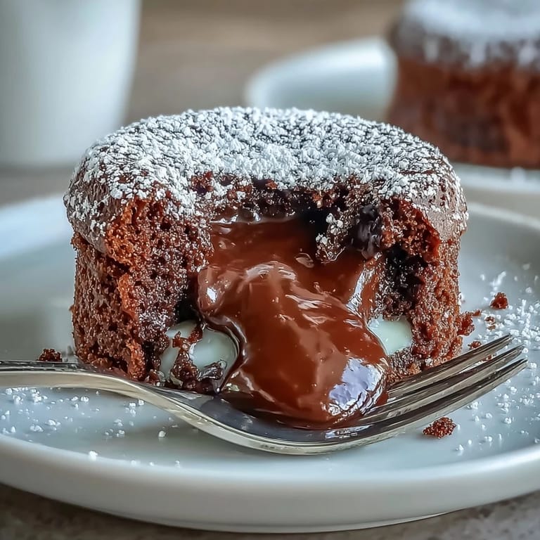 Golden Hojicha Lava Cake with a gooey center, served warm alongside a scoop of vanilla bean ice cream.