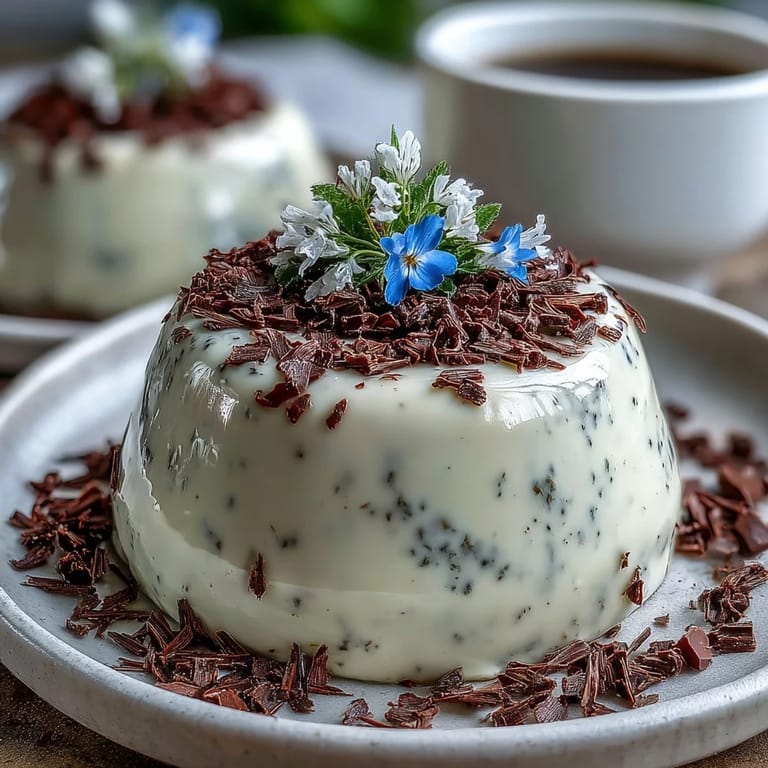 Homemade Hojicha Panna Cotta dessert in a ramekin, featuring a deep roasted tea hue and a delicate wobble.