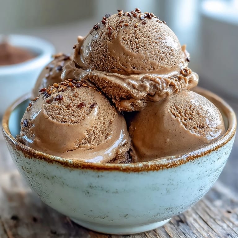 Scoops of nutty Hojicha Ice Cream served alongside chewy mochi on a platter.