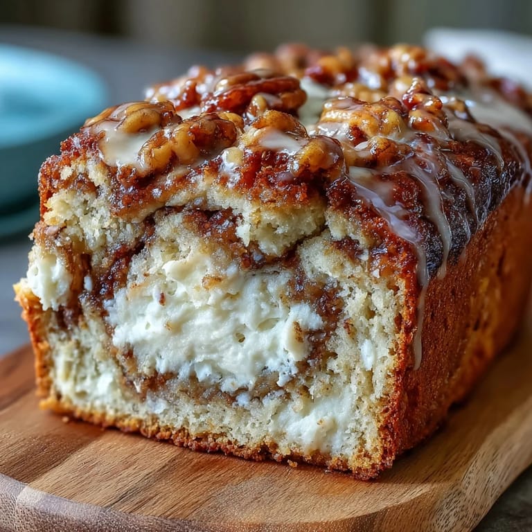 Warm Cream Cheese Cinnamon Swirl Protein Loaf served on a ceramic plate, garnished with a sprinkle of cinnamon and a side of Greek yogurt.