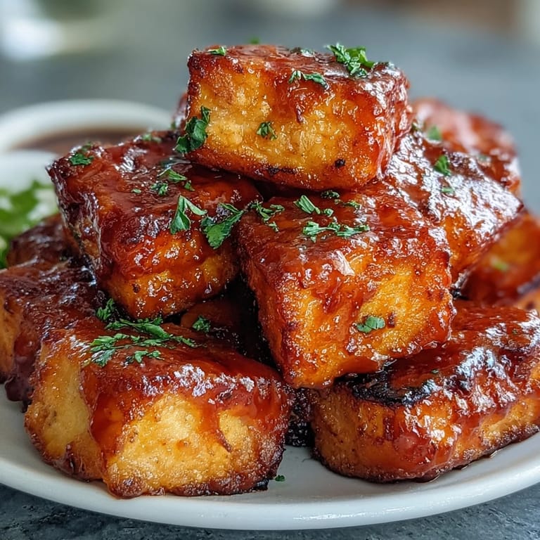Spicy buffalo tofu adds crunch and heat to a classic Caesar salad, topped with croutons and creamy dressing for a flavorful weeknight dinner.
