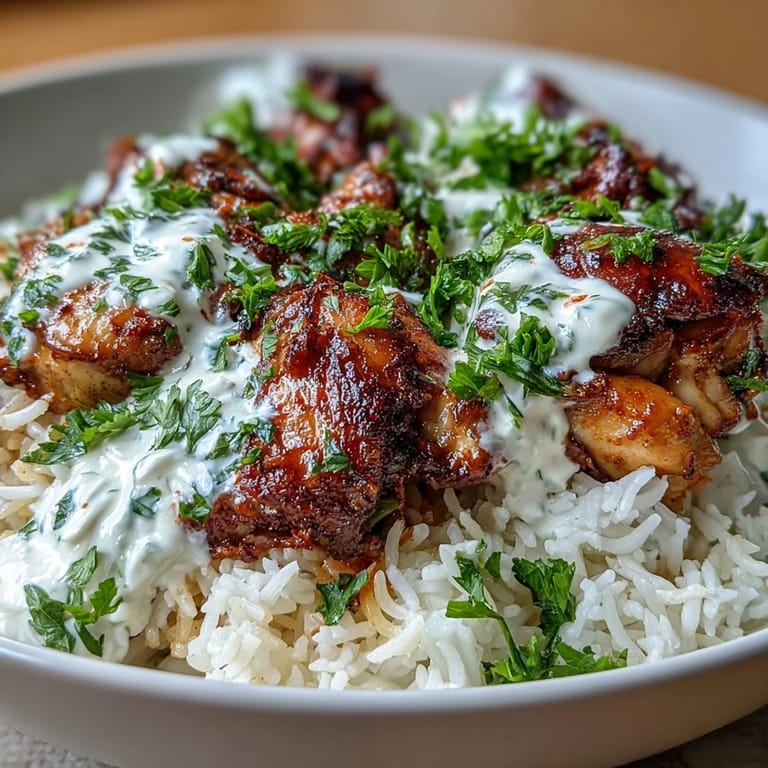 Flavorful one pot chicken shawarma with fluffy basmati rice, seasoned with cumin, paprika, and turmeric, finished with lemon yogurt sauce.