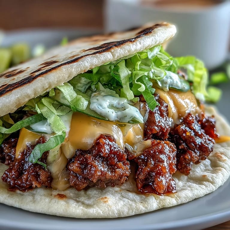 Crispy-edged smash burger tacos feature seasoned ground beef seared directly onto soft tortillas, layered with lettuce, pickles, and tangy burger sauce.