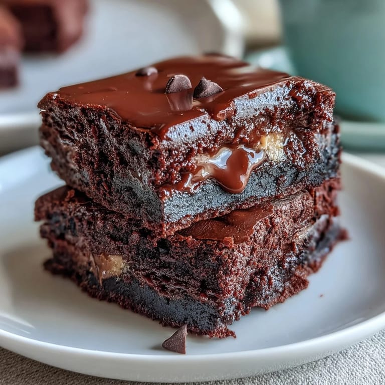 Fudgy brownies layered with peanut butter cups, topped with chocolate chips for an irresistible dessert treat.
