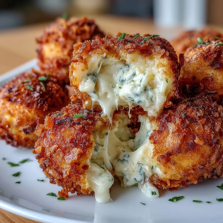 Cheesy potato croquettes inspired by funeral potatoes, air fried until crunchy and served hot with sour cream.  