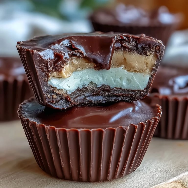 Decadent dark chocolate cups filled with protein-rich peanut butter and tangy Greek yogurt for a guilt-free treat.  