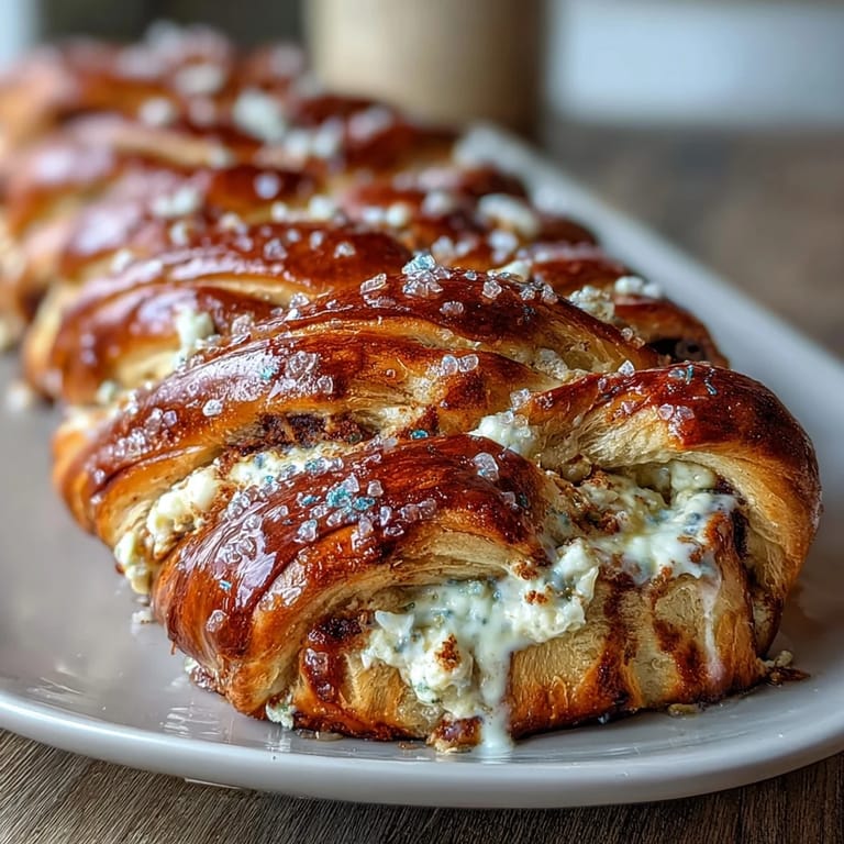 Braided sweet bread packed with zesty lemon cream cheese, baked to golden perfection and topped with purple, green, and gold sugar.  