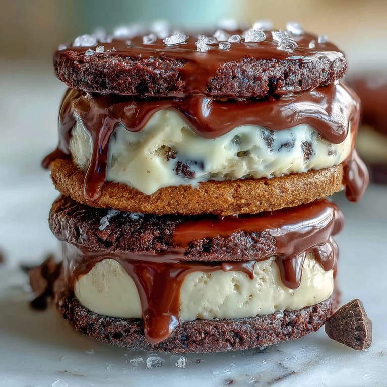 Indulgent vanilla frappuccino ice cream sandwiches with soft cocoa-espresso cookies, perfect for coffee lovers craving a chilled treat.
