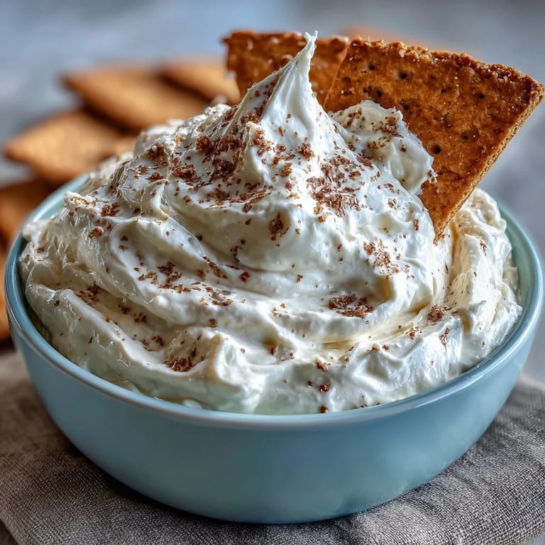Viral 3-ingredient cheesecake dip served with crunchy graham crackers for a sweet treat.  