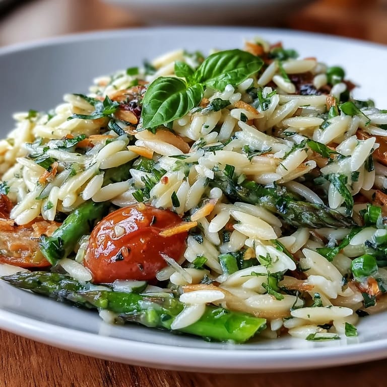A satisfying bowl of Spring Orzo Primavera, perfect for light dinners.
