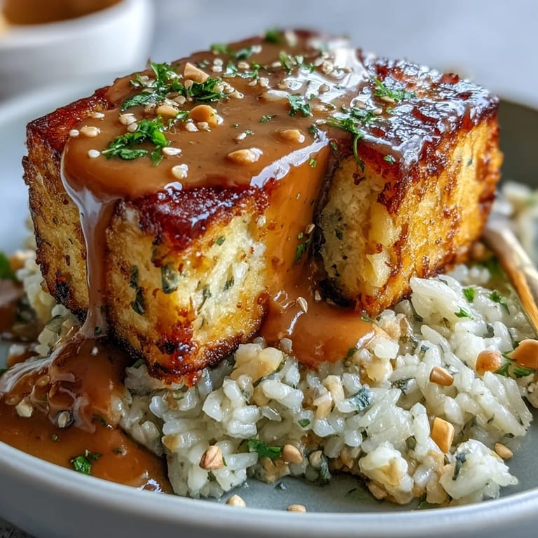 Savory baked tofu bowl, a plant-based delight with crunchy toppings and rich peanut dressing.