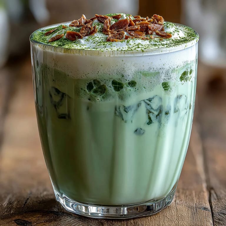 Creamy matcha oat milk latte, a healthy and refreshing vegan morning treat.
