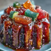 Vibrant Chamoy Pickle Kit in a Cup snack, layered with tangy sauce and sour candies.