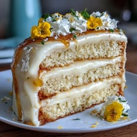 Mother's Day Lemon Curd Layer Cake with beautiful edible flowers.