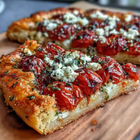 Golden-brown Roasted Cherry Tomato and Feta Galette bursting with savory-sweet flavor.